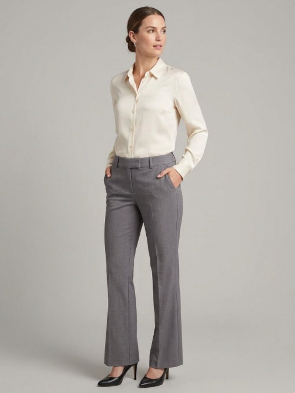 Worthington Modern Fit Perfect Trouser Dress Pants Gray Size 8